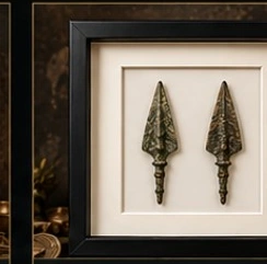 Illustrative framed arrangement for Greek Bronze Arrowheads II
