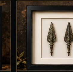 Illustrative framed arrangement for Greek Bronze Arrowheads III